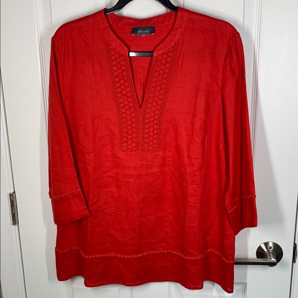 Per Una red linen blouse size large